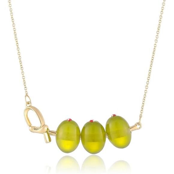 Anthro Unique Martini Olive Necklace Cocktail Jewelry - Picture 1 of 7